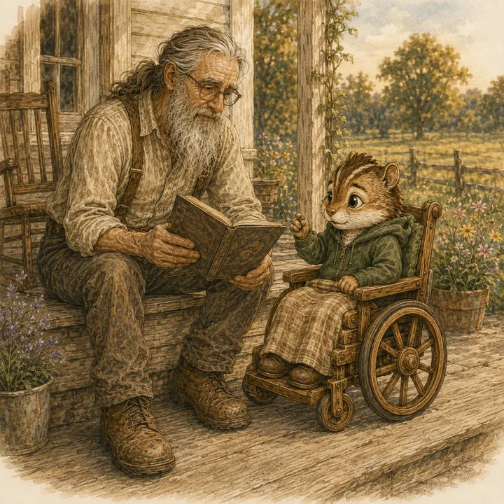 Relationship portrait of Grandpa Siebert + Asher Chipmunk