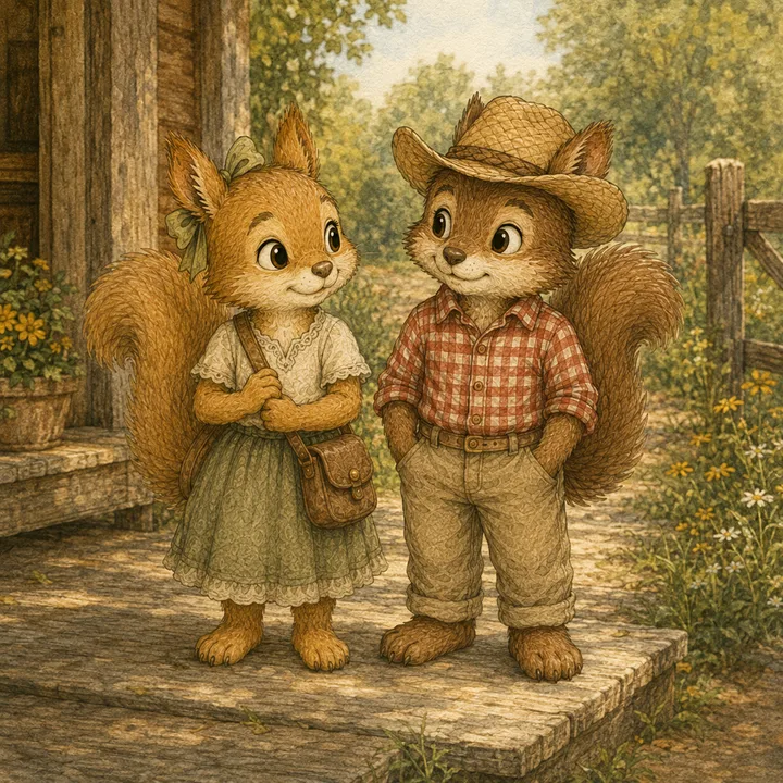 Relationship portrait of Lillian Squirrel + Zylar Squirrel