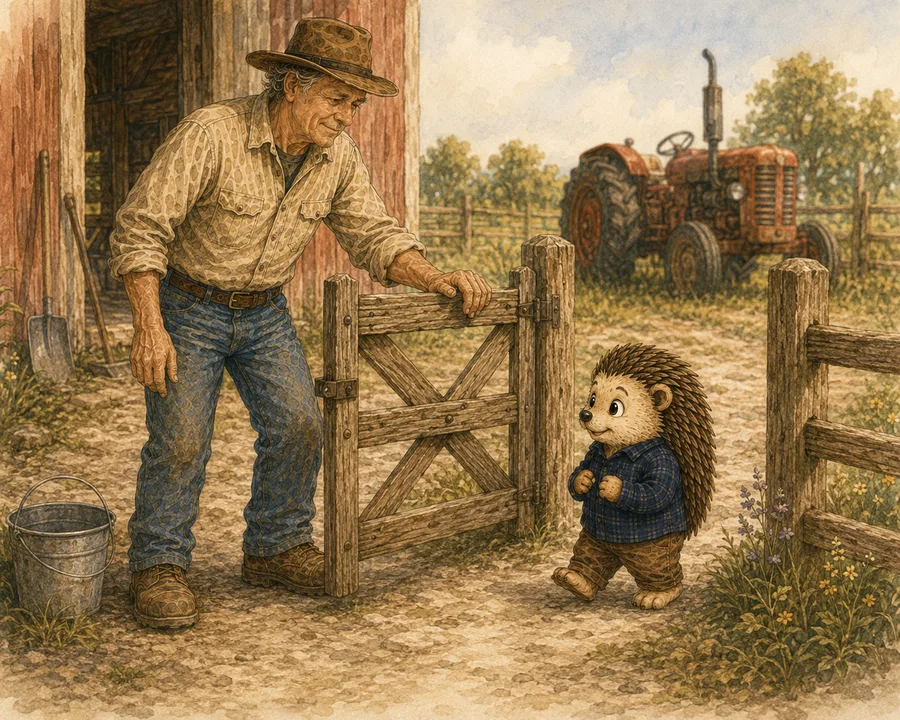 Relationship portrait of Farmer Hawkins / Pop-pop + Lex Hedgehog