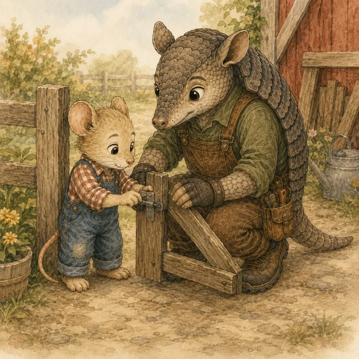 Relationship portrait of Spencer Field Mouse + Emmitt Armadillo